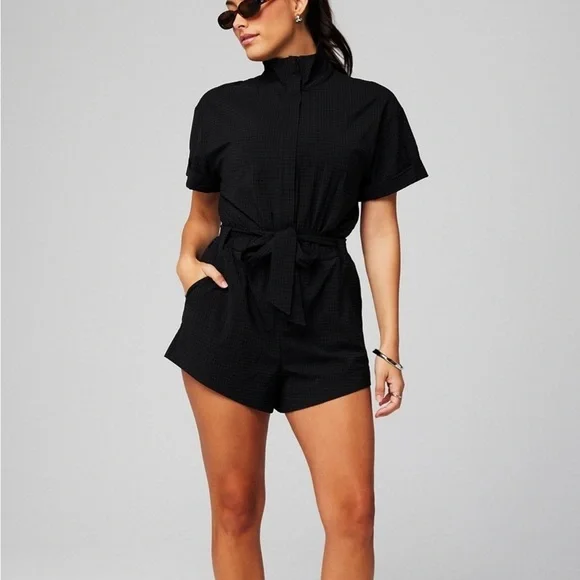 Black Short Sleeve Jumpsuit - Picture 1 of 10